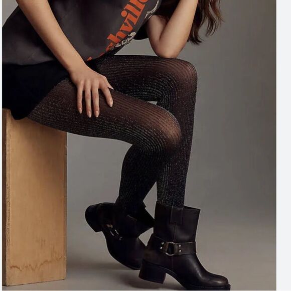 Commando The Sparkle Rib Semi Opaque Tights, Black, Size Small, NWT - Picture 1 of 8